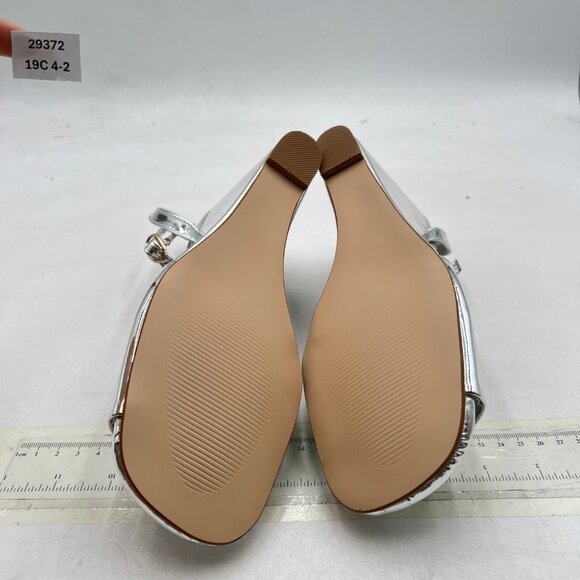 miss left Silver Open Toe Wedge High Heel Sandals Crossed Ankle Strap Shoes - Picture 7 of 8